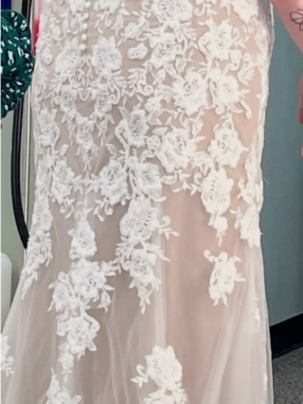Ivory Floral Lace Sheer Bridal Gown